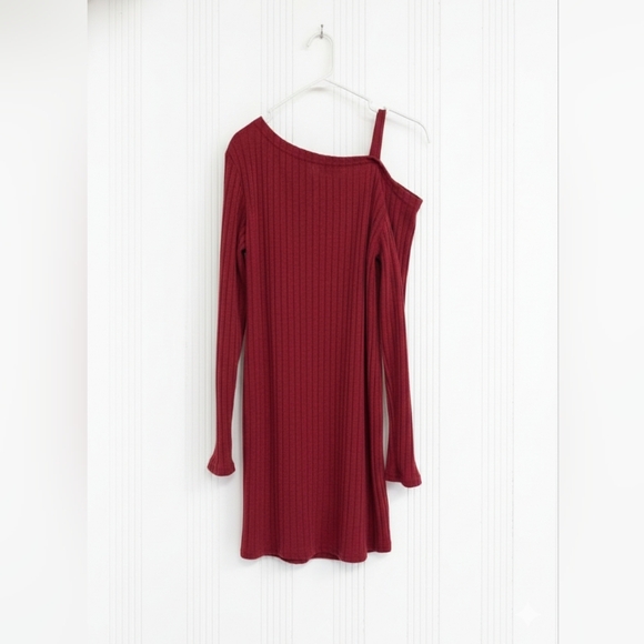 Boutique Elegant Off-Shoulder Sweater Dress Burgundy Size XL(12) (New) - Picture 8 of 10
